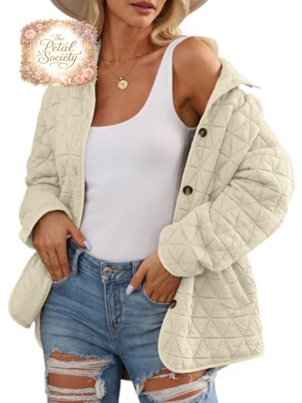 Quilted Jacket Women Lightweight Diamond Button Down Fall Winter Coat